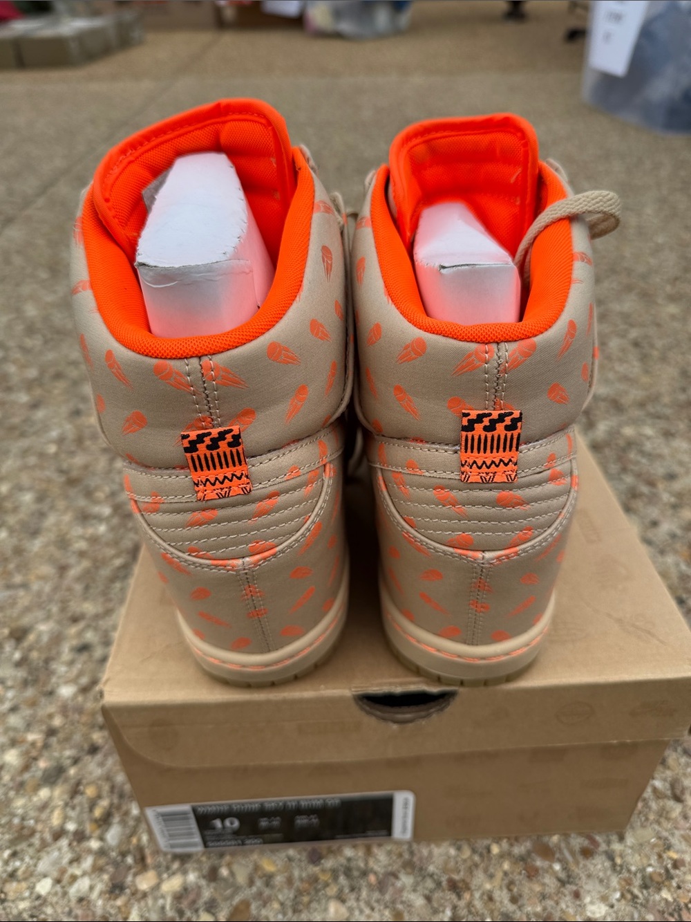 Nike Black History Month (BHM)Beige High-Top Sneakers with Bright Orange Accents - Picture 3 of 4